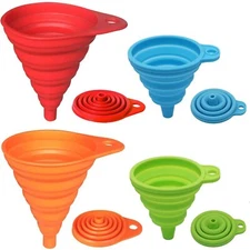 Kitchen Funnels – Foldable, Collapsible, Food Grade (4-Pack)