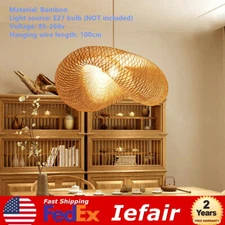 Bamboo Wicker Rattan Shade Pendant Light Fixture Art Asian Hanging Ceiling Lamp