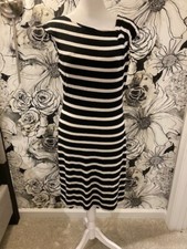 CALVIN KLEIN Women's Dress Black & White Striped UNKNOWN SIZE Approx MEDIUM