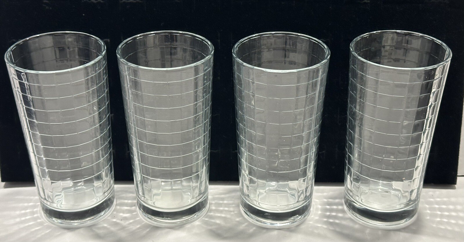 Vintage Libbey Iced Tea / Water Clear Glasses Tumbler Square Pattern