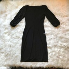 LAUREN RALPH LAUREN BLACK EXPOSED ARM RUCHED DRESS