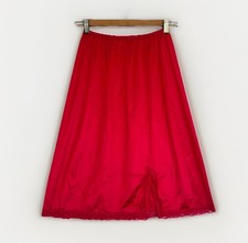 Vintage Samye Half Slip Skirt Red Nylon Lace Hem Coquette Vamp Burlesque Sz S