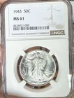 1943 Walking Liberty Half Dollar NGC MS61