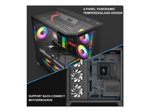 Ordinateur gamer DIYPC ARGB-N8-BK noir double USB3.0/ 1 x type C verre trempé ATX - Photo 2/5