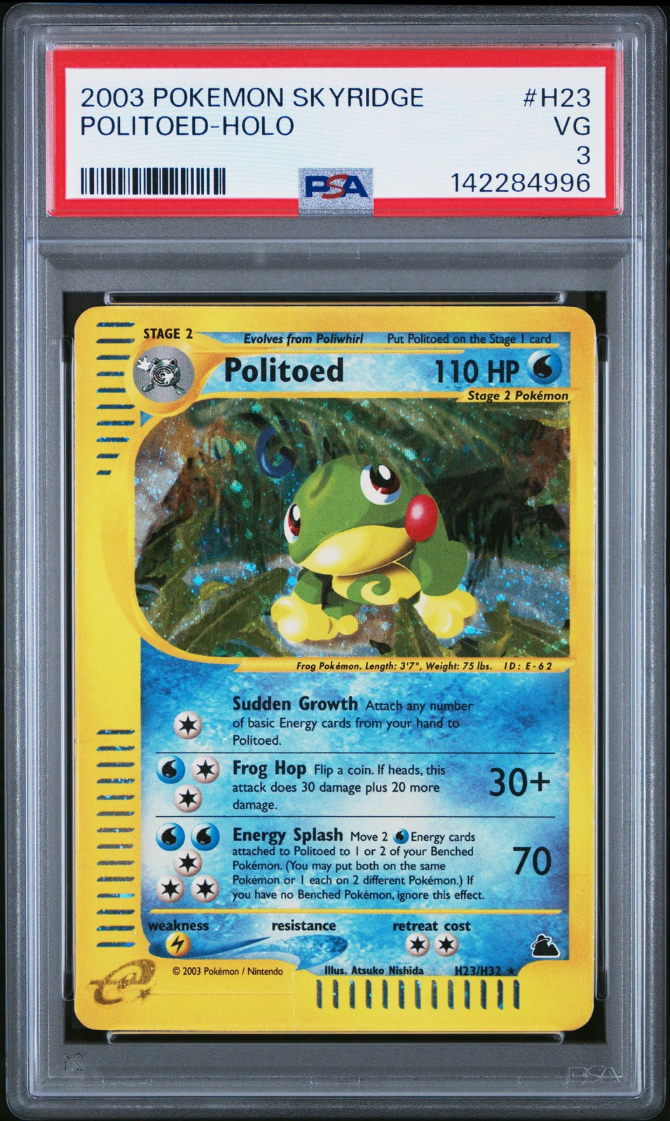 PSA 3 Politoed H23/H32 2003 Skyridge Holo Rare Pokemon Card