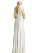 JENNY YOO Rose GoldCrush Metallic Textured Soho Glamour V-Neck Maxi Gown 4 JY525