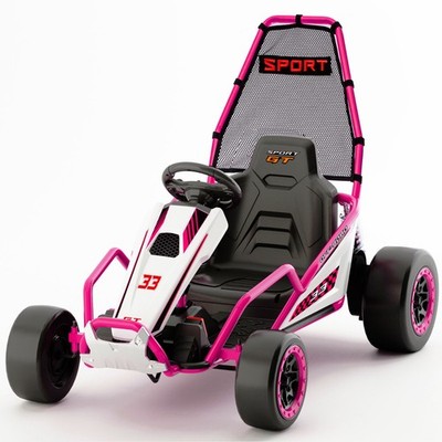 24V Kids Electric Go Kart 7AH Electric Drift Kart Car for Age 6+,400W Motor,Pink