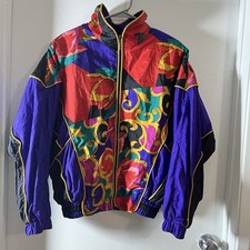 East West M Jacket Womens Jewel Colored Nylon Windbreaker Vtg 80-90s Retro