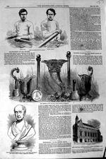 Old Antique Print 1852 Coombes Cole Boat Race Bust Riddle Masonic Plate 19th
