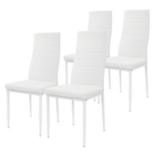 Lot de 4 chaises de salle à manger rembourrées en matériau synthétique blanc