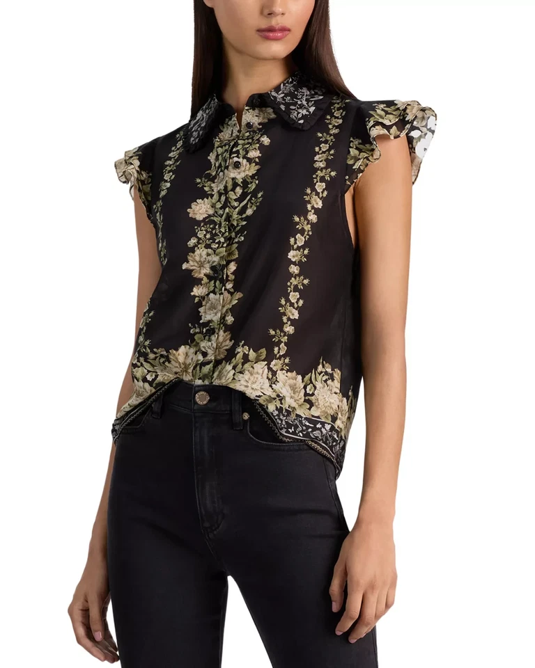 ALICE & OLIVIA (L )MARTEL FREE FALLING FLUTTER SLEEVE TOP NWT MSRP $330 - Image 3 of 4
