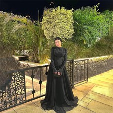 Formal Black Evening DressO-Nstal Evening Gowns A Line Floor Length Party Dress