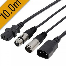 LEDJ Combi IEC DMX XLR 3-Pin Male to Female Cable Lighting Mains Lead 1.5 to 10m