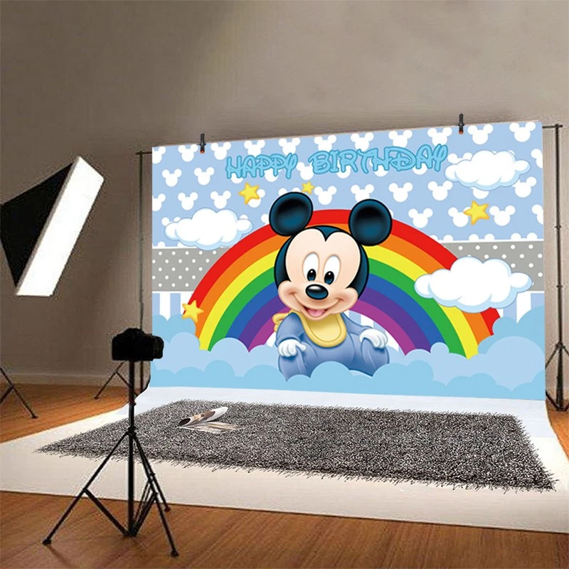Mickey Mouse Backdrop Boy Girls Happy Birthday Party Photo Background Banner - Image 2 of 4