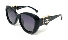 CHANEL Women's POLARIZED Sunglasses CH5517A 622/S8 Black Gold Grey 54mm