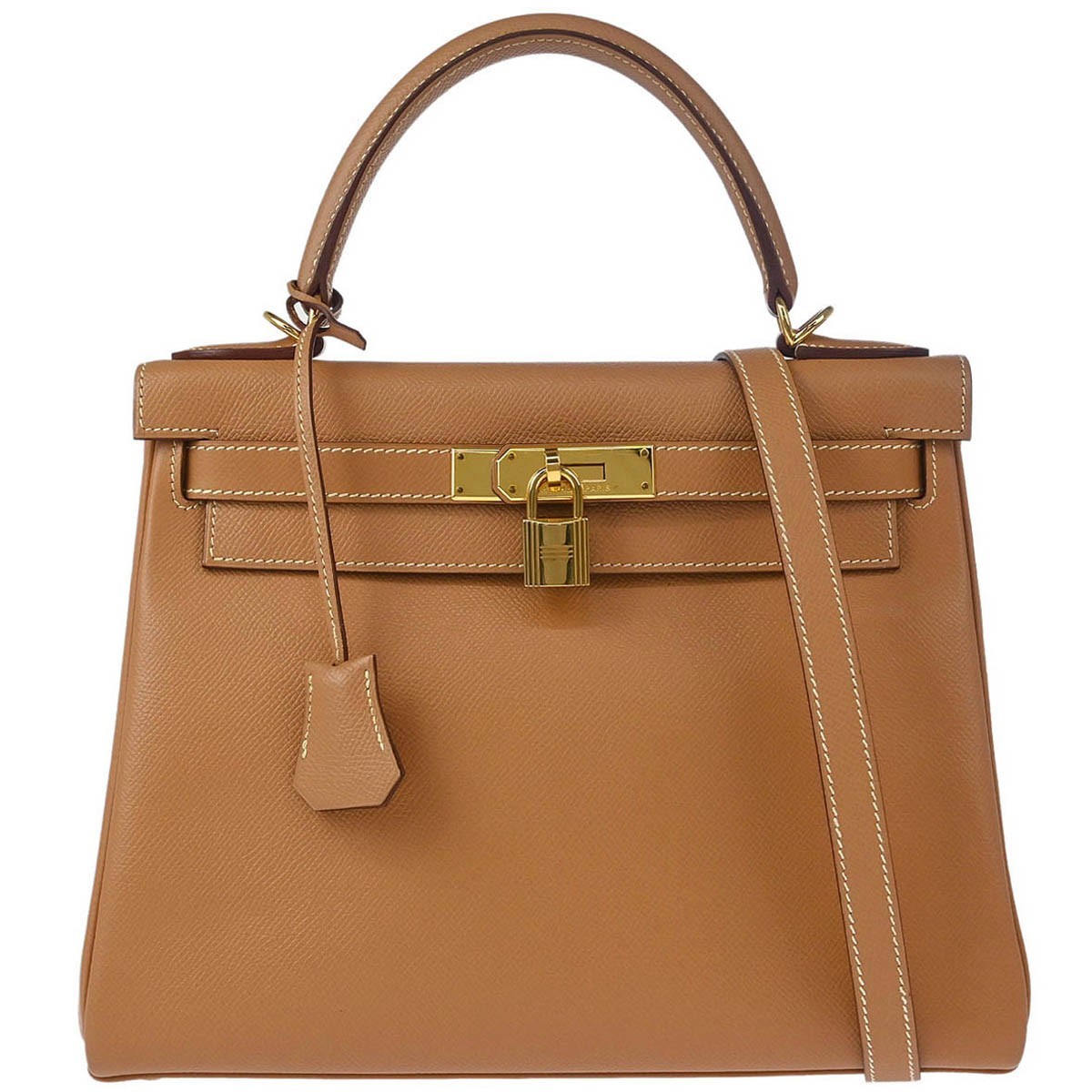 Hermes Natural Courchevel Kelly 28 Retourne 2way Handbag □D N31