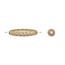 Gold Plated Brass Oval Beads: 19x5mm Open Weave Cut Out 10 pcs
