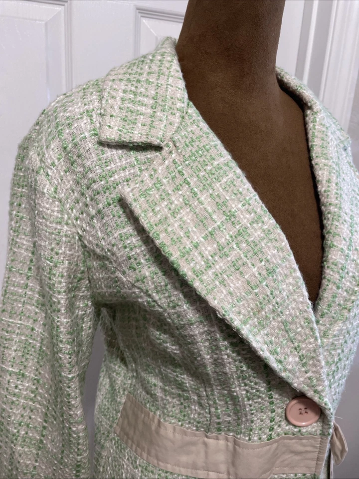 Blazer Faith Love Passion para mujer talla grande vintage verde tweed  Foto 4 de 4