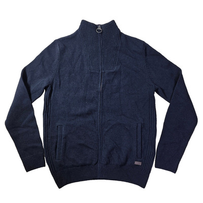 Barbour Nelson Essential Full Zip Navy Knit Sweater Men's Size Small