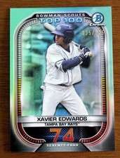 2021 Bowman -  Scouts Top 100 Xavier Edwards #BTP-74 Aqua Refractor /125 (RC)