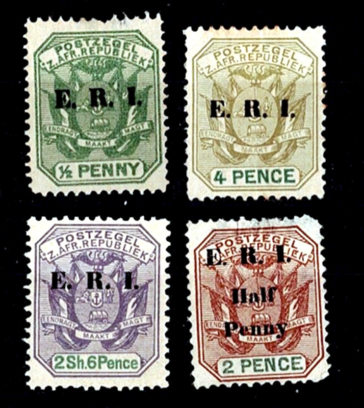 Transvaal in South Africa 1900-1901. SG#228, 231, 234, 238 MH to 2.6 Shilling