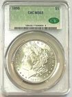 BLAST WHITE 1890P MORGAN SILVER DOLLAR CAC MS63 SUPER NICE FOR THE GRADE VERY PQ