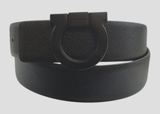 Ferragamo Men's Black Single Gancini Reversible Leather Belt Size 36