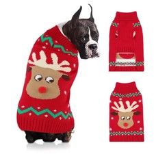 Christmas Dog Sweaters Pullover, Reindeer Snowflake Christmas Outfits with Le...