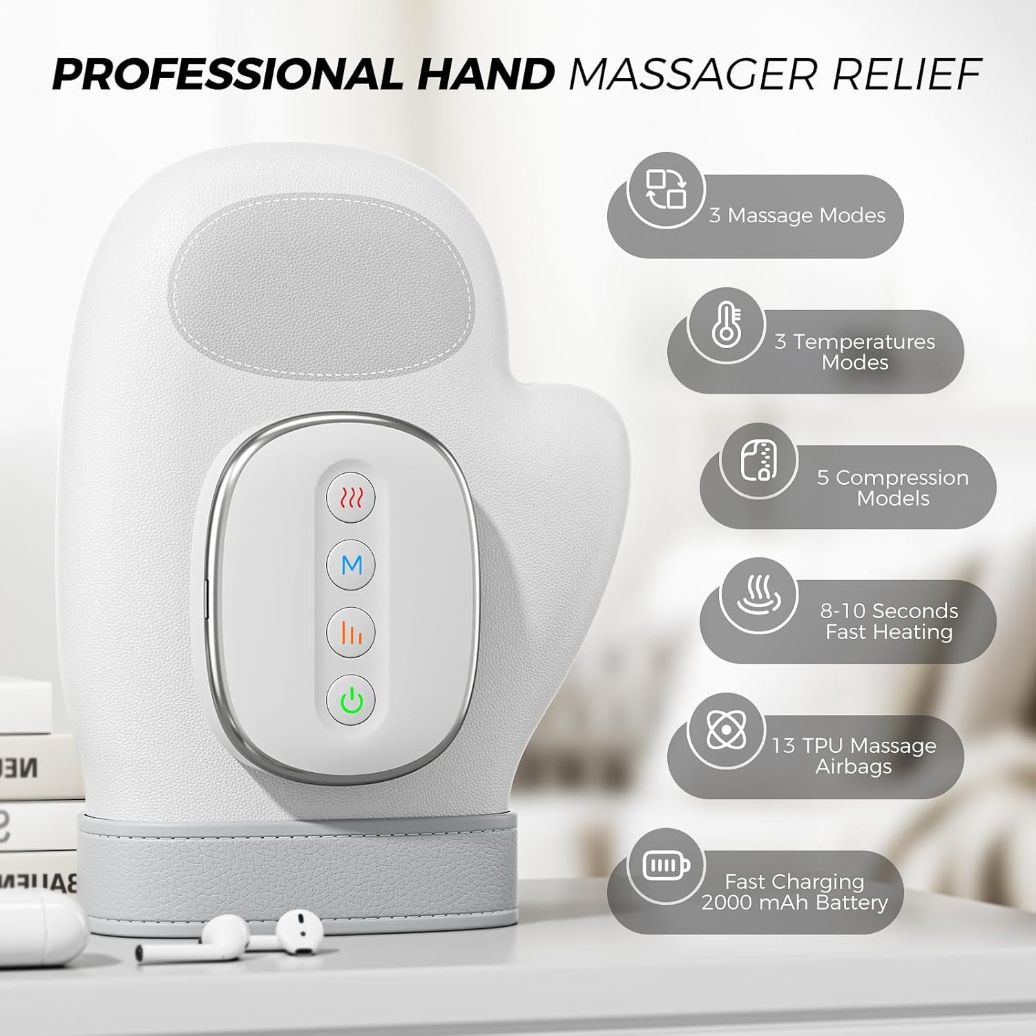 with Heat Compression Relief, 3 Massage 4 Temperatures 5 Compression Models T...