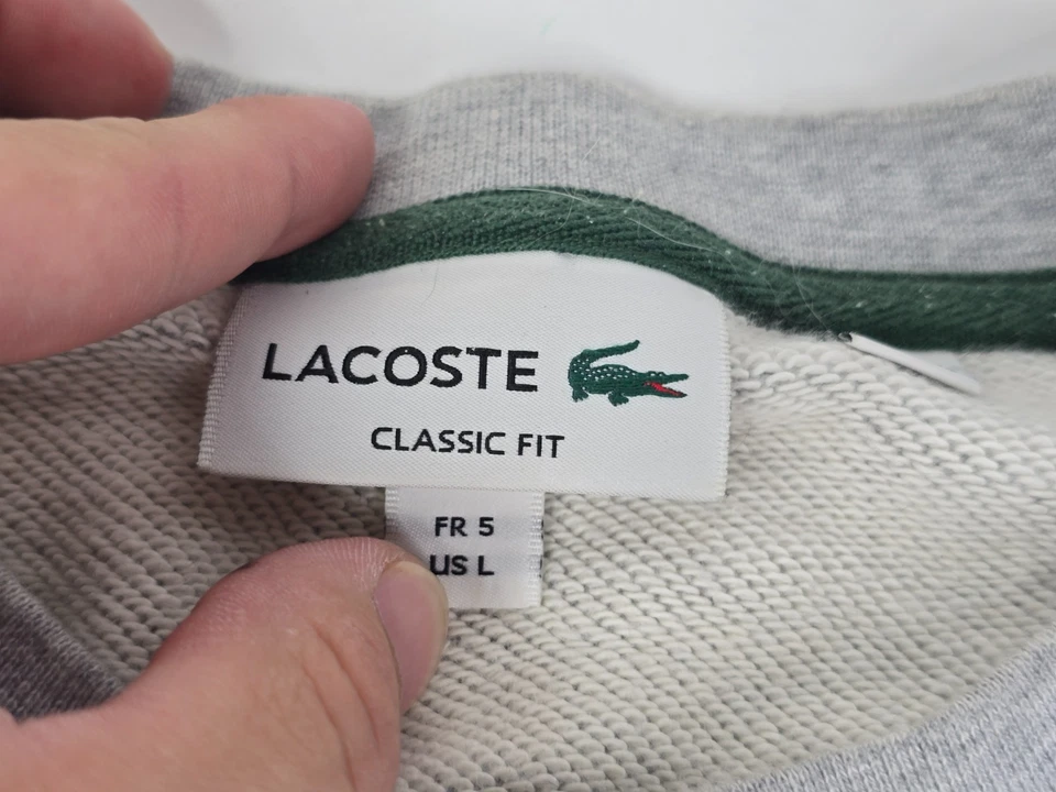 Suéter Lacoste Para Hombres L (FR 5) Gris Logo Grande Cocodrilo Gator Calce Clásico De Colección Foto 2 de 4