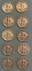 walking liberty half dollar lot of 10. 90% Silver.