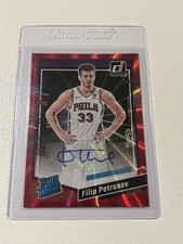2023-24 Donruss Filip Petrusev Rated Rookie Red Laser Holo /49 RC Auto #297