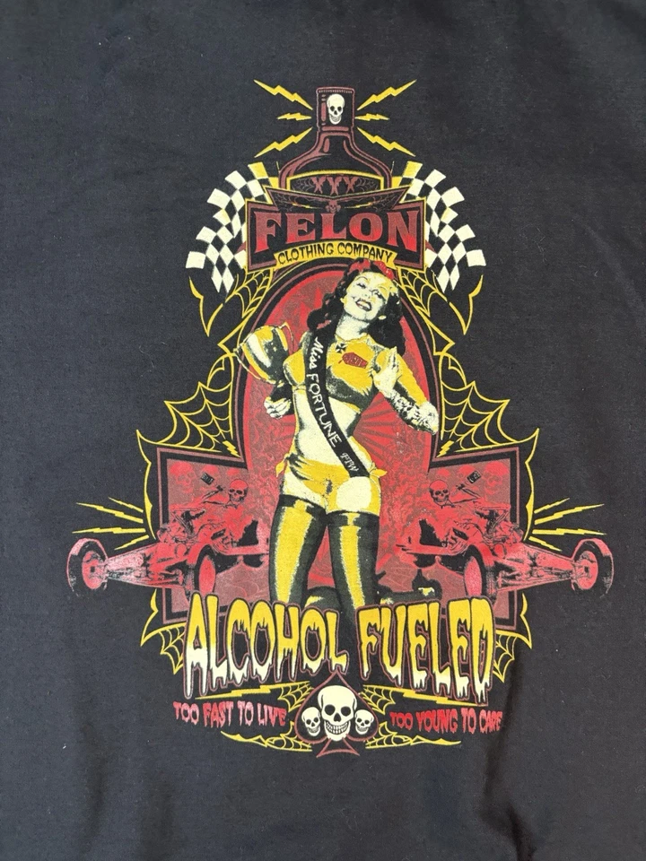 Camisa de trabajo Felon Clothing para hombre 3XL alimentada con alcohol Hot Rod Pinup autos ropa de trabajo Foto 3 de 4