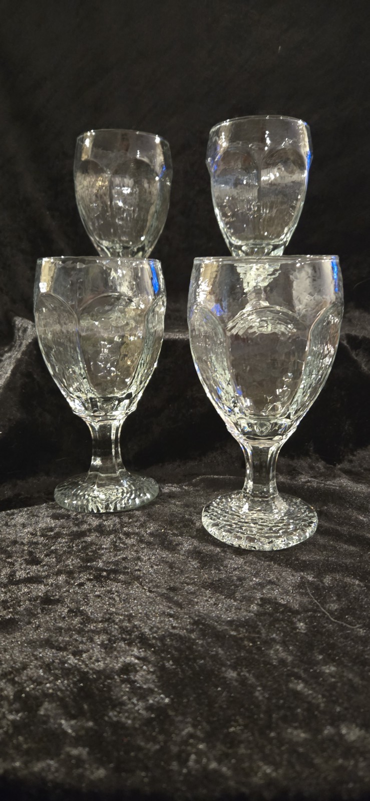 Vintage Libbey Chivalry Clear Water Goblets Set of 4 Textured Stemware