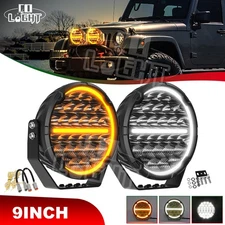 AUXBEAM 9" inch LED Driving Work Lights Dual DRL Fog Pods UTV Offroad SUV Truck