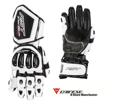 RST Tractech Evo 4 schwarz/weiß Rennbahn Sport Leder Motorrad Handschuhe 2XL