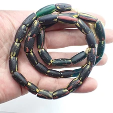 24" strand patina GREEN VENETIAN GLASS trade beads collection African old estate