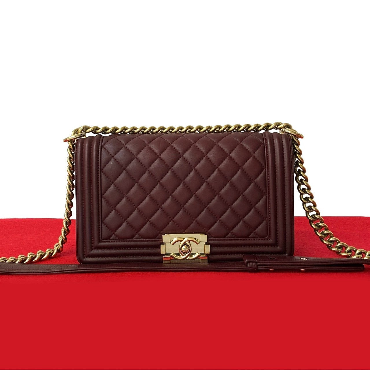 Chanel Boy Matelassé Lambskin Shoulder Bag in Brown One Size for Women