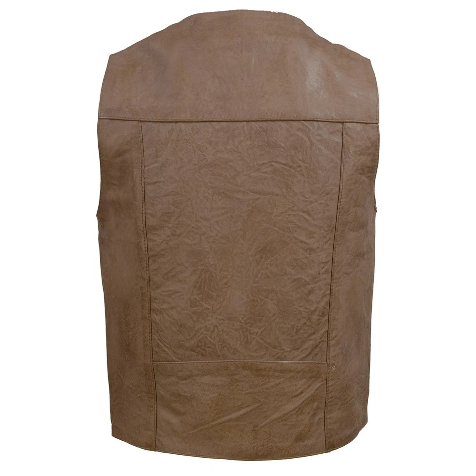 Milwaukee Cuero LKM3702 Para hombres Cuero Cuello en V Estilo Occidental Motorc... Envío Rápido Foto 2 de 4