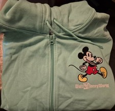 Retro Walt Disney World Mickey Mouse Teal / Blue Zip Up Hoodie Jacket Size 3XL