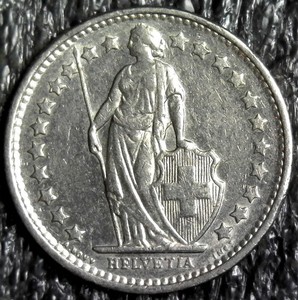 1975 Swiss 1/2 Franc Foreign World Coin KM#23a.1 (z1254)