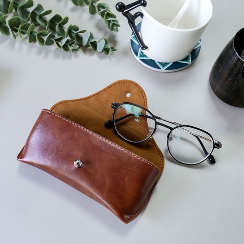 Portable Leather Glasses Case, Flexible Reading Eyeglass Pouch Slim Case for ... - Picture 7 of 9