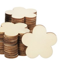 40mm Wooden Flowers, 100 Pack Unfinished Wood Flowers Blank Wooden Cutouts