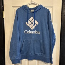 Mens Large Columbia Trek Hoodie Sweatshirt Blue - size L