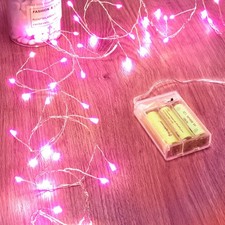 Fairy Lights Battery Operated, Twinkle String Waterproof 1 Pack, Pink