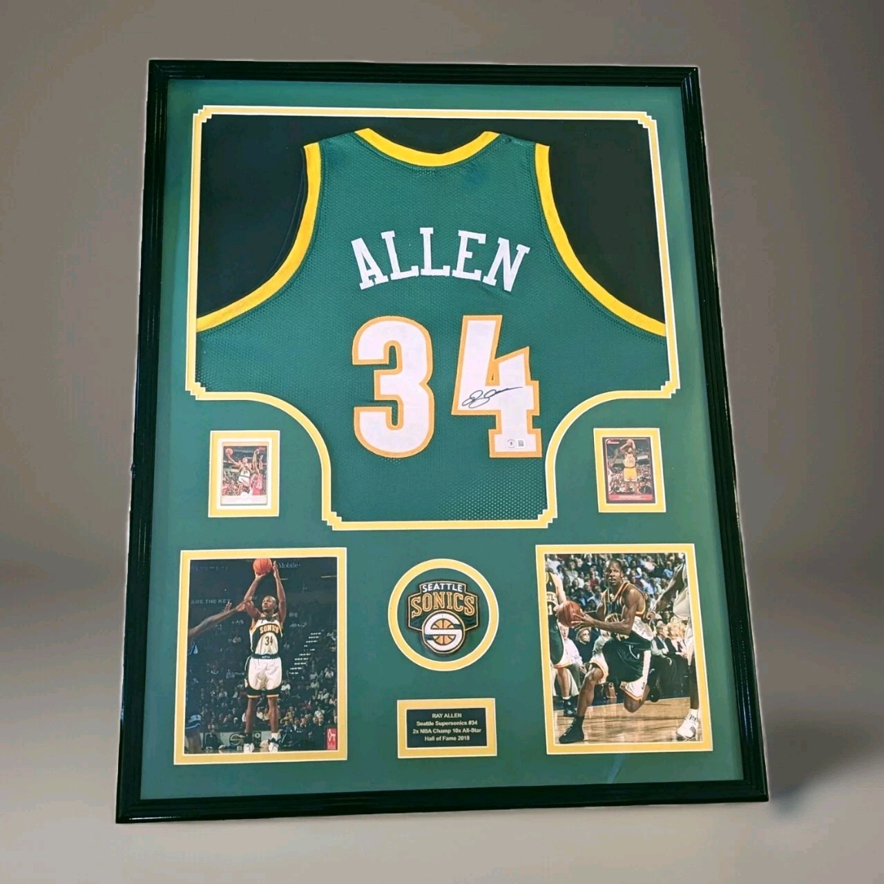 Ray Allen Autographed Signed Seattle Supersonics Framed Jersey Authenticated + COA 