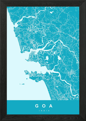 Goa, India Map Art Print Framed Wall Art Poster Canvas Print Picture