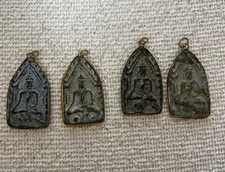 Thai Buddhist Amulet Pendant • Bronze Buddha Talisman in Brass Casing Authentic