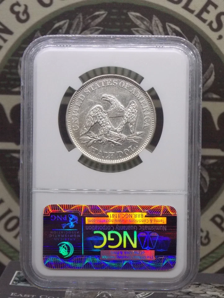 1858 "O" Seated Liberty Half Dollar 50c NGC AU Details #002 About Unc ECC&C, Inc - Image 4 of 4