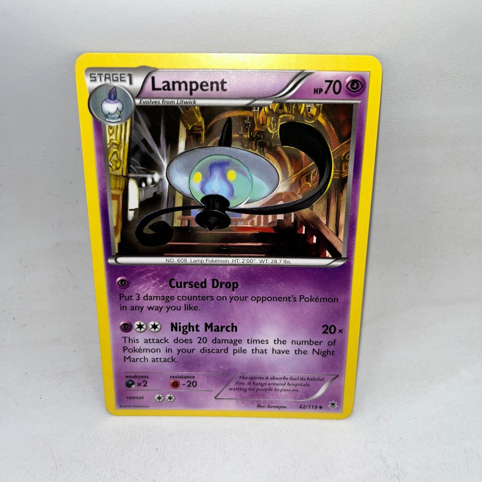 Lampent 42/119 Uncommon Phantom Forces Pokemon Moderately Played